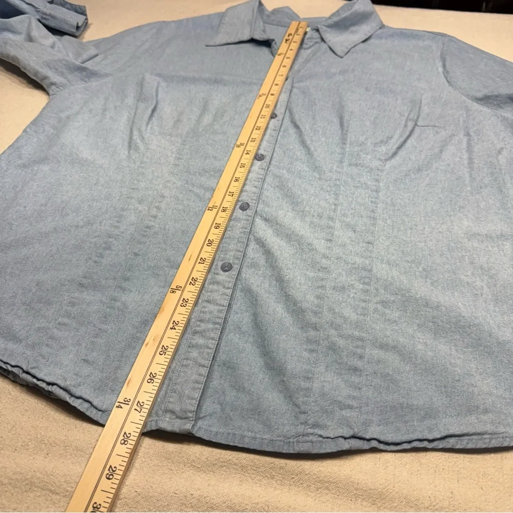 White Stag Woman - Light Blue Denim Shirt - Size 2X (18W/20W) - Picture 10 of 12